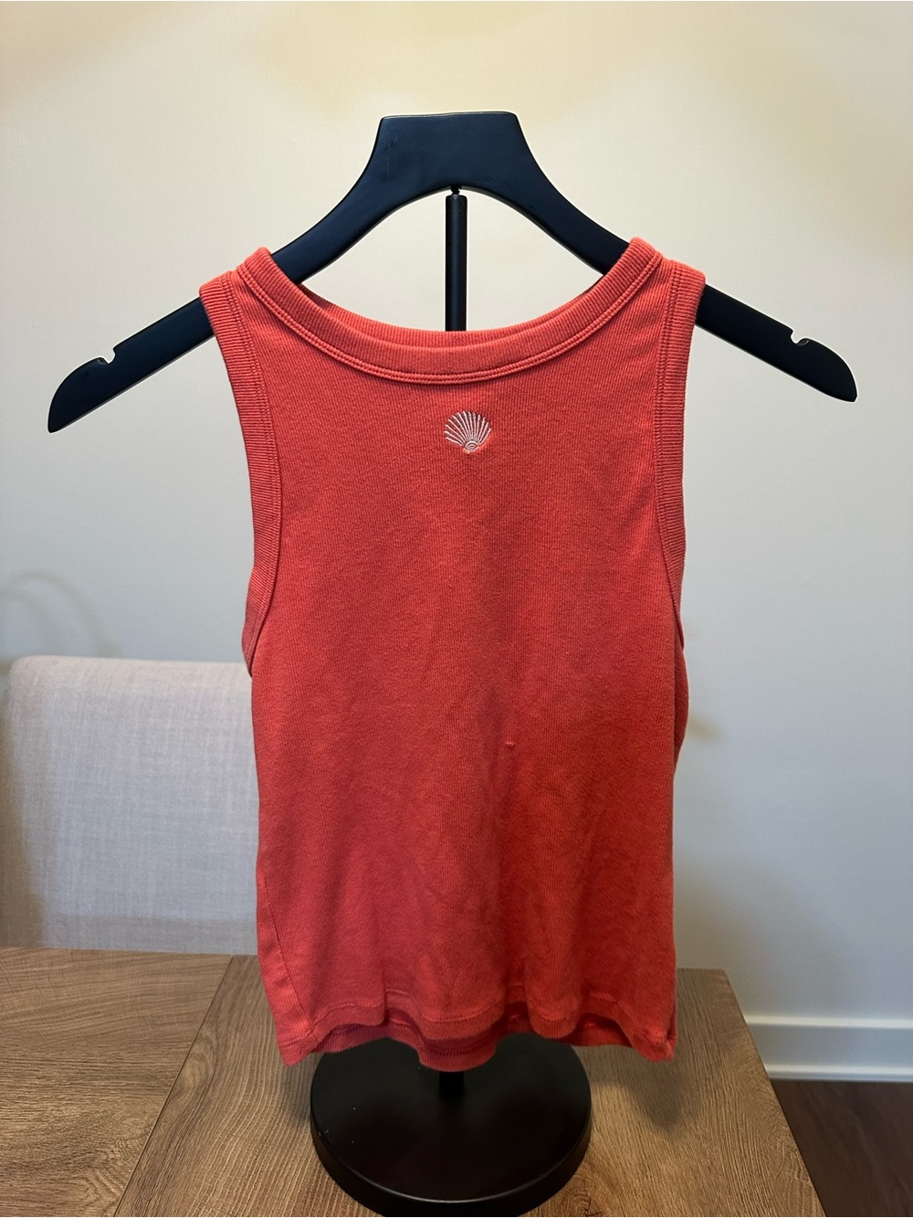 Shell Logo Coral Ribbed Tank Top - Women